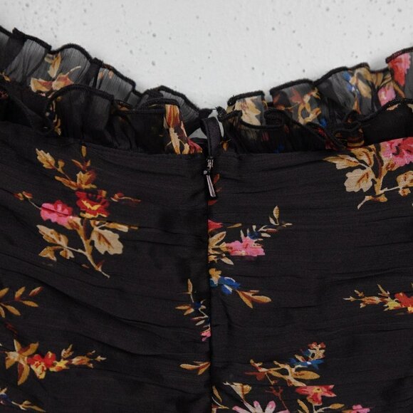 Asos Design black floral ruched sheath mini dress-14 - Picture 4 of 5